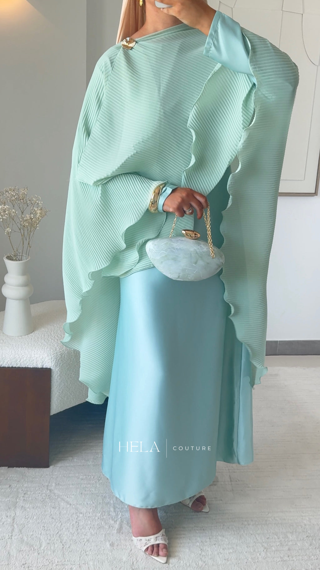 ENSEMBLE ROBE & CAPE NIYA TURQUOISE