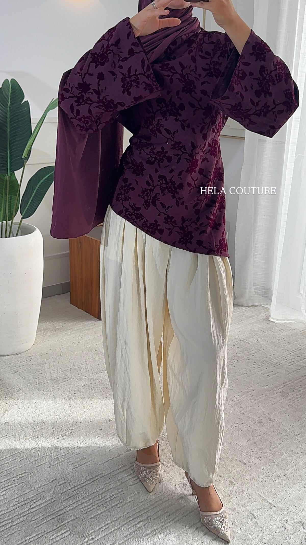 BLOUSE VELOURS YASMEEN | PRUNE