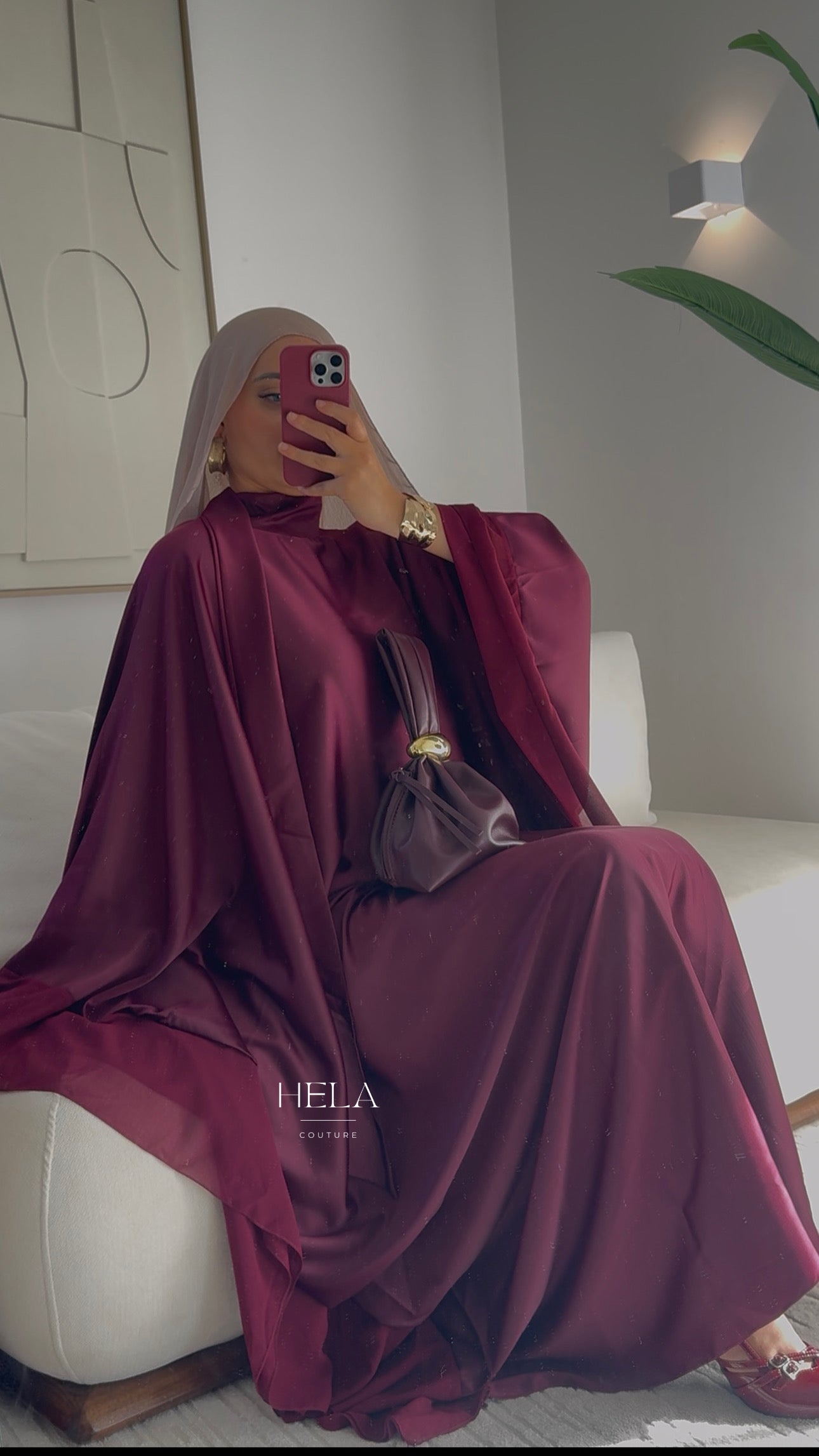 Abaya DINA Burgundy - Eïd collection