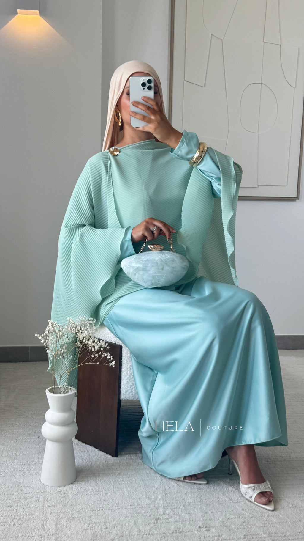 ENSEMBLE ROBE & CAPE NIYA TURQUOISE