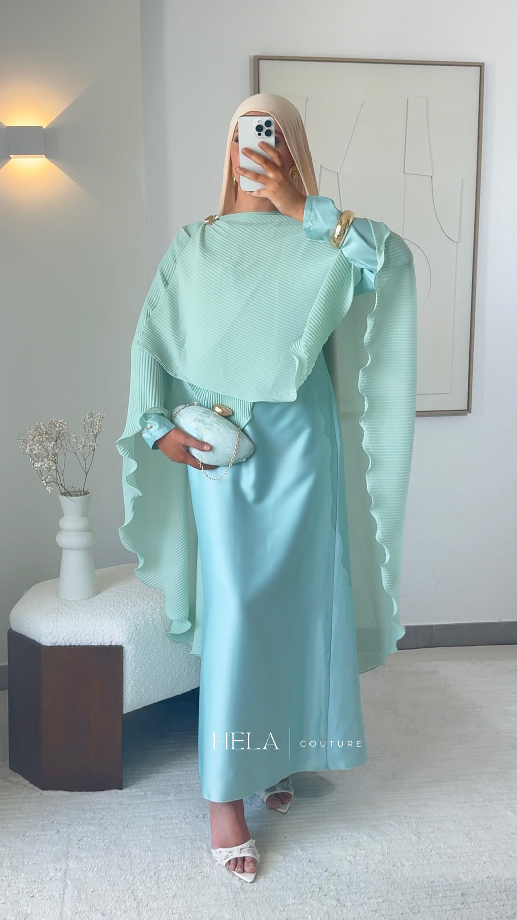 ENSEMBLE ROBE & CAPE NIYA TURQUOISE