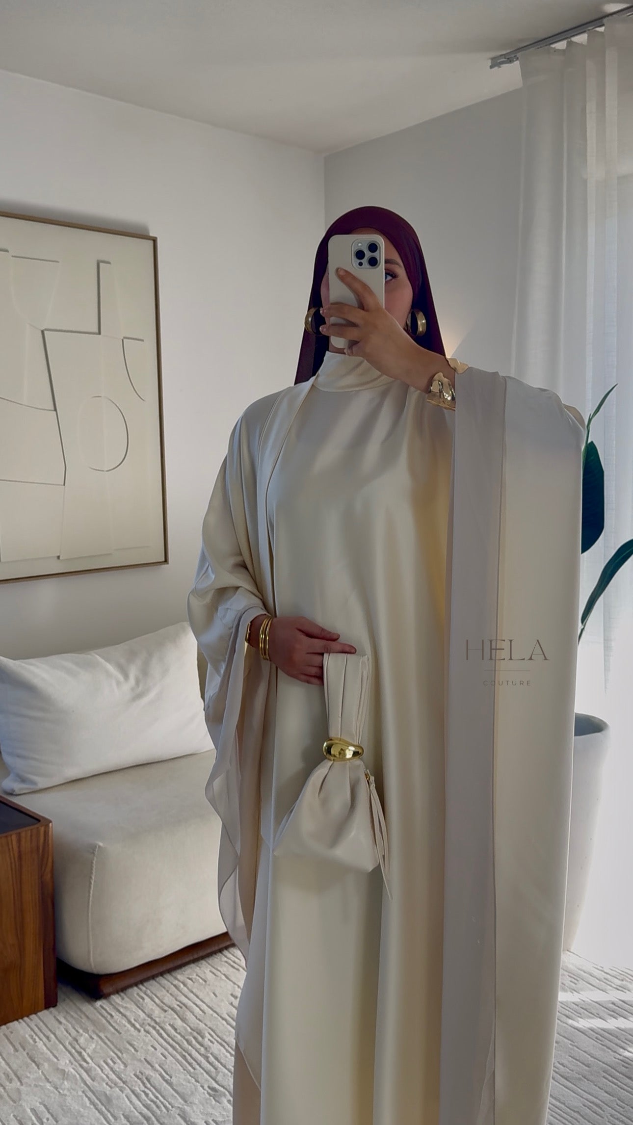 Abaya Dina Écru - Collection Eïd