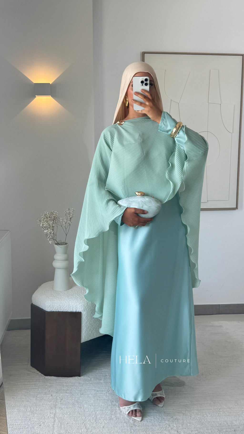 ENSEMBLE ROBE & CAPE NIYA TURQUOISE