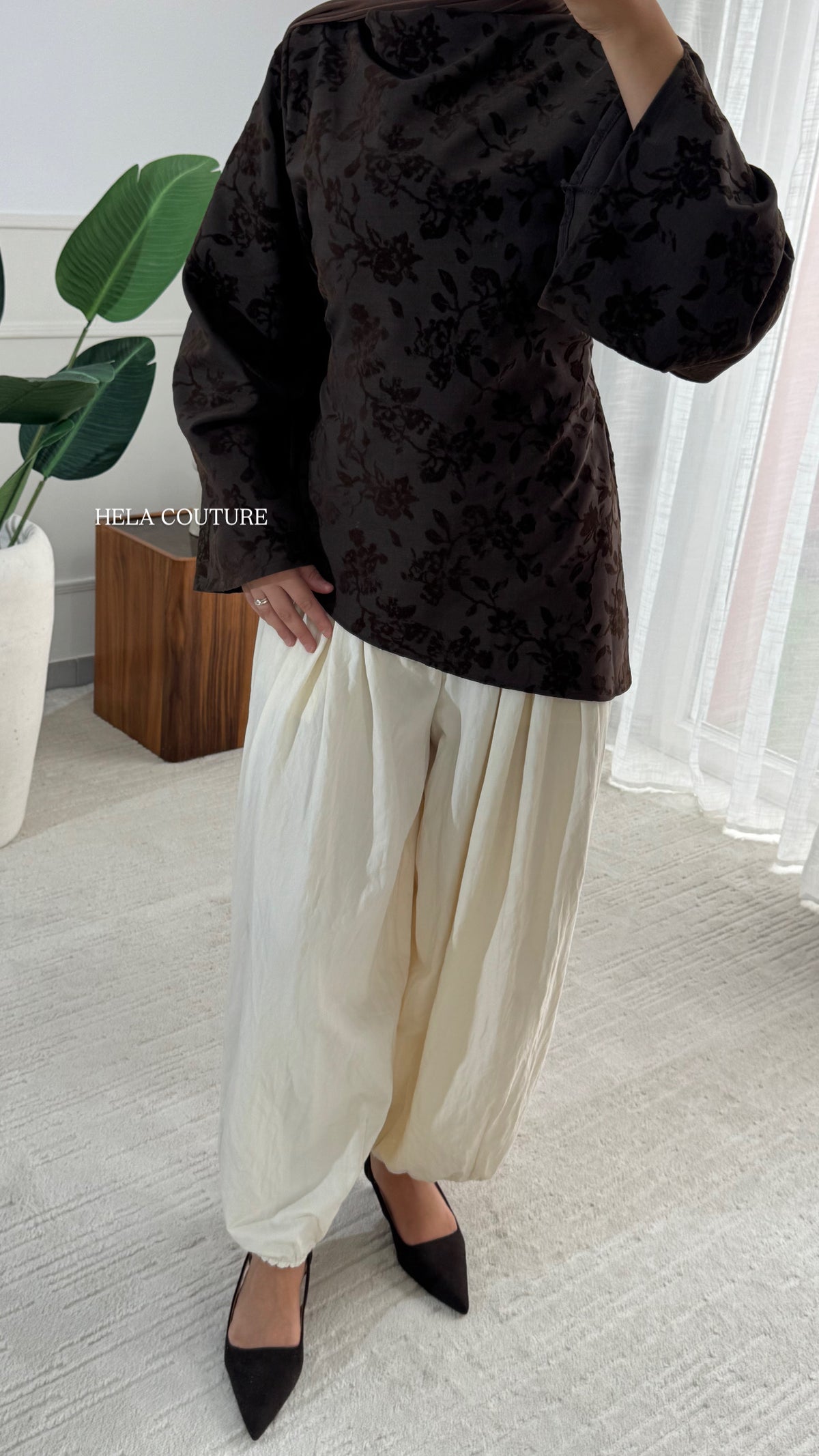 BLOUSE VELOURS YASMEEN | BROWN